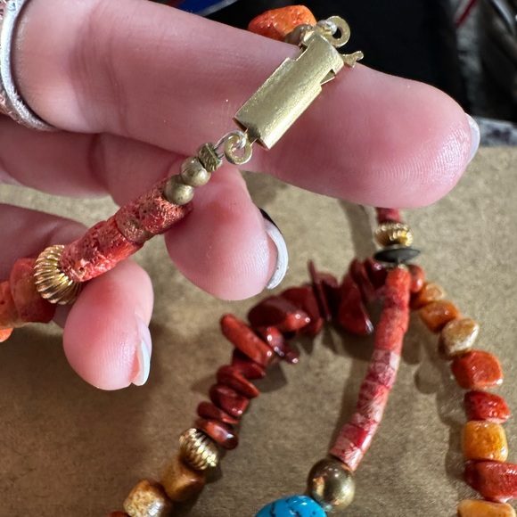 Antique Coral and Turquoise Elephant Necklace - Picture 13 of 15